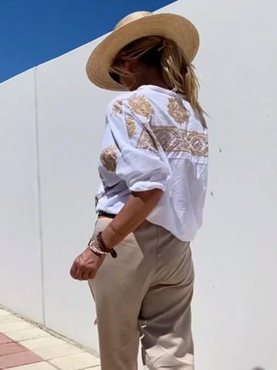 Rona - Puffärmelige Bluse mit einzigartigem Druck und stilvollem Design