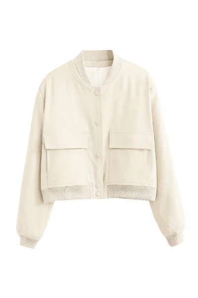 Kurze Damen Übergangsjacke – Collegejacke mit Knöpfen & Bündchen