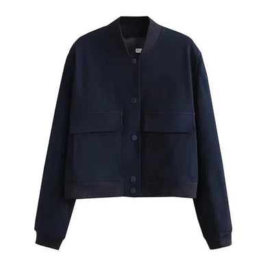 Kurze Damen Übergangsjacke – Collegejacke mit Knöpfen & Bündchen