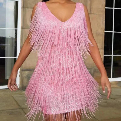 Dorothea – Minikleid mit glänzenden Fransen