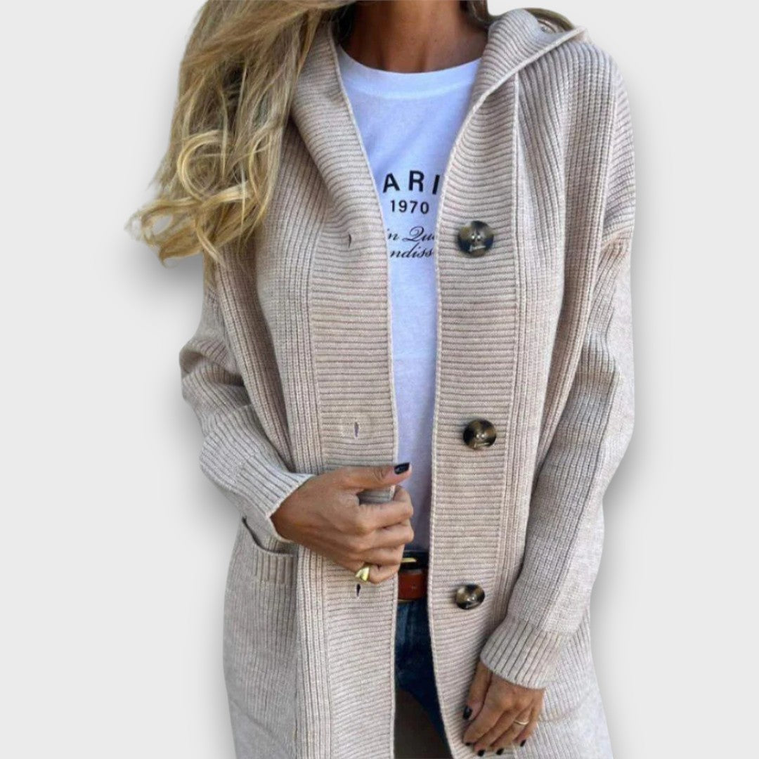 Fara – Strick-Cardigan mit Kapuze & Knopfleiste