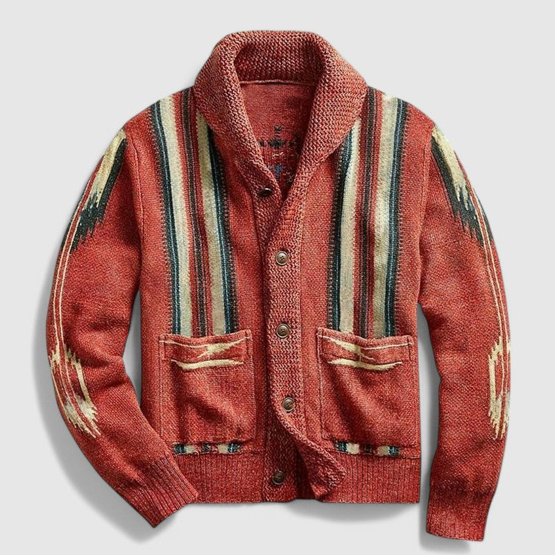 JACQUARD STRICKJACKE MIT REVERSKRAGEN
