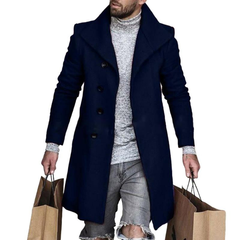 Eleganter Knopfmantel mit Reverskragen für Herren