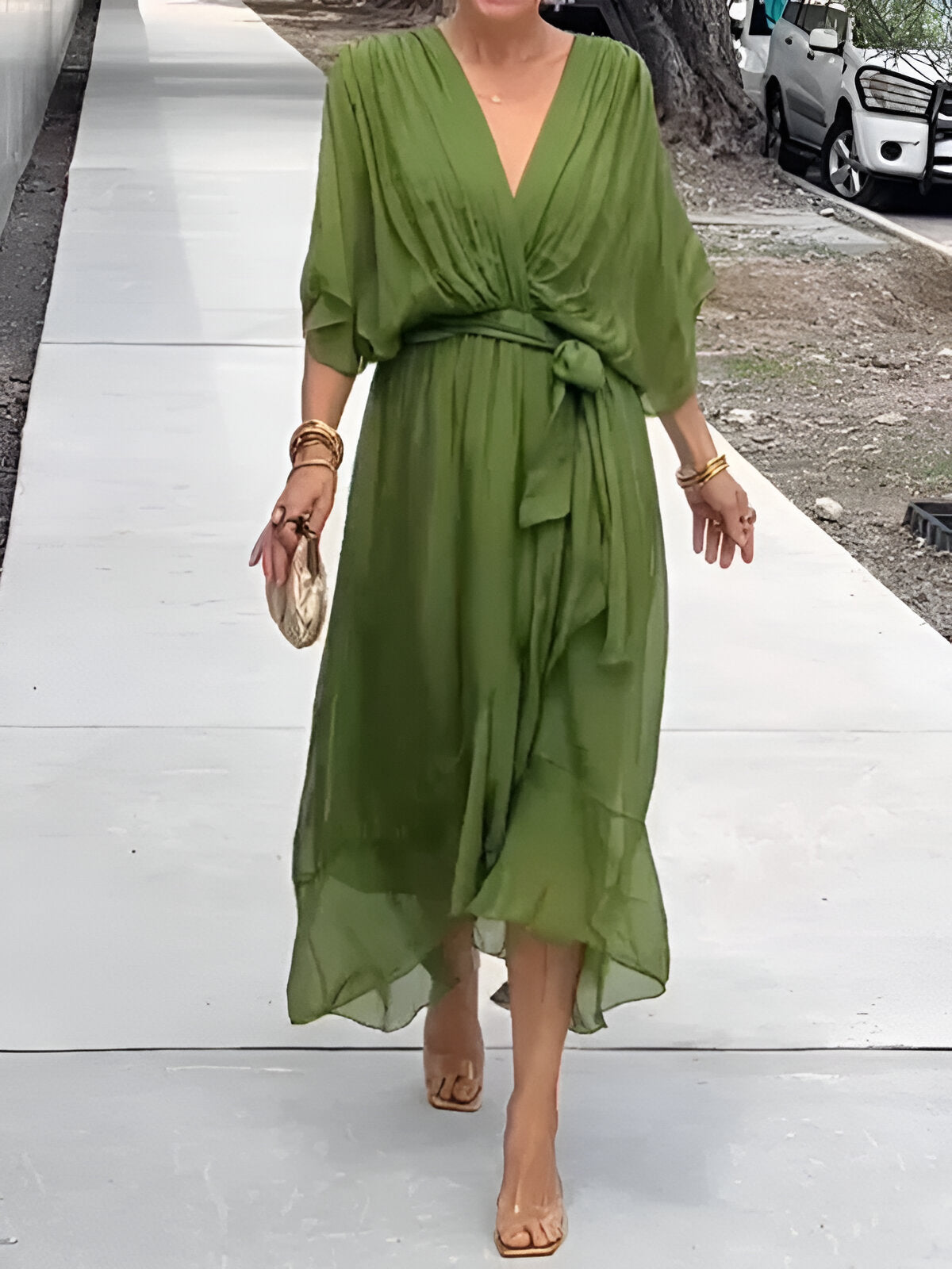 Claire | Midi-Kleid mit Taillengürtel