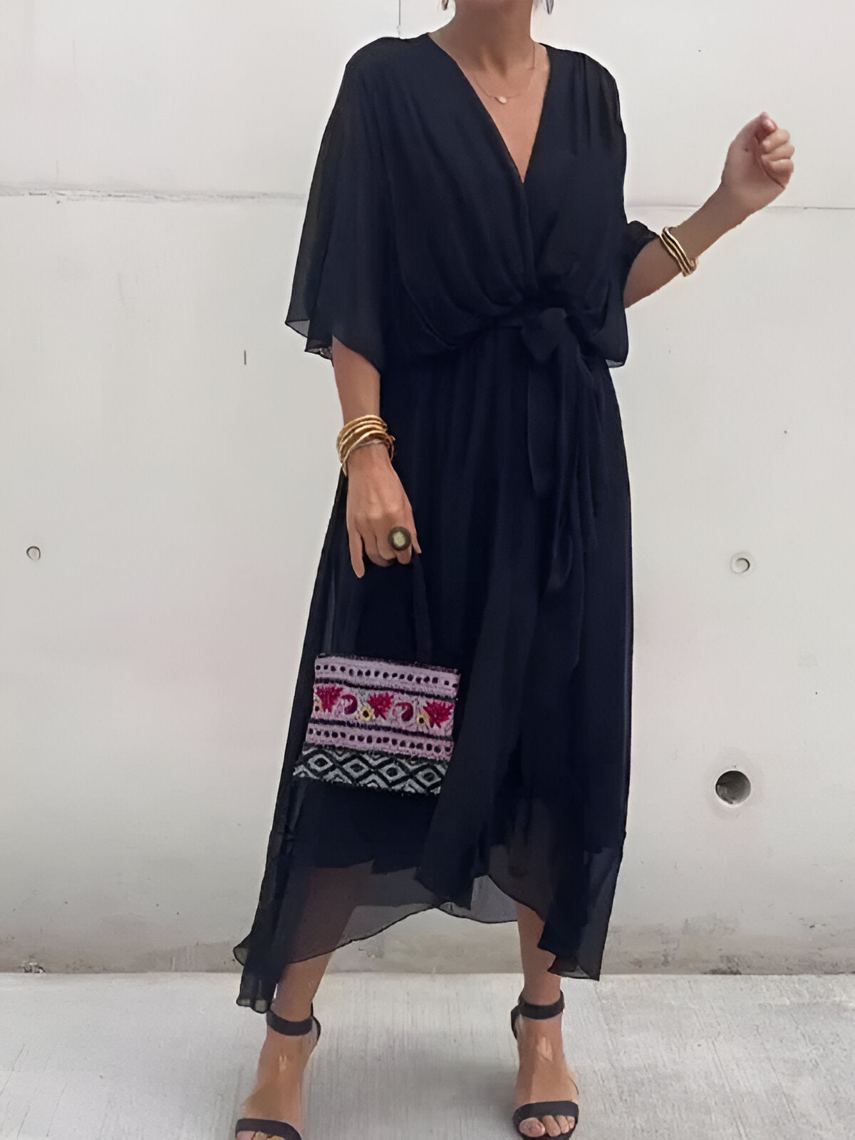 Claire | Midi-Kleid mit Taillengürtel