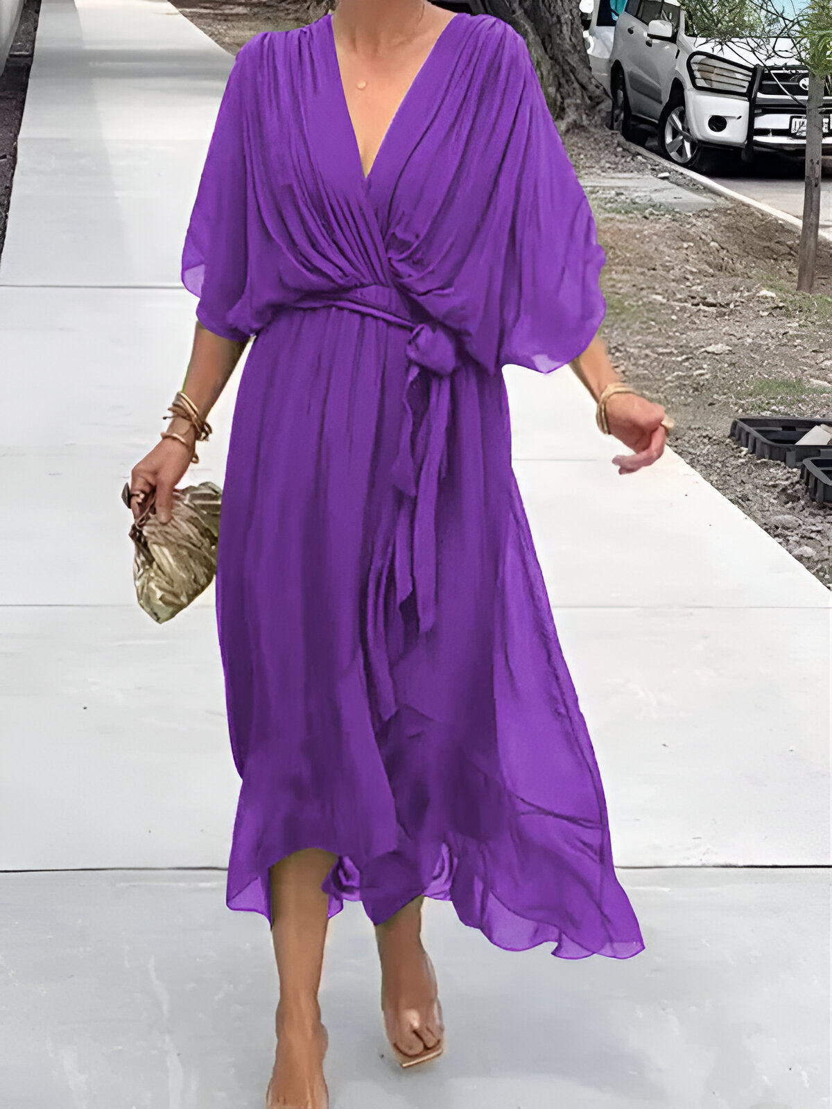 Claire | Midi-Kleid mit Taillengürtel