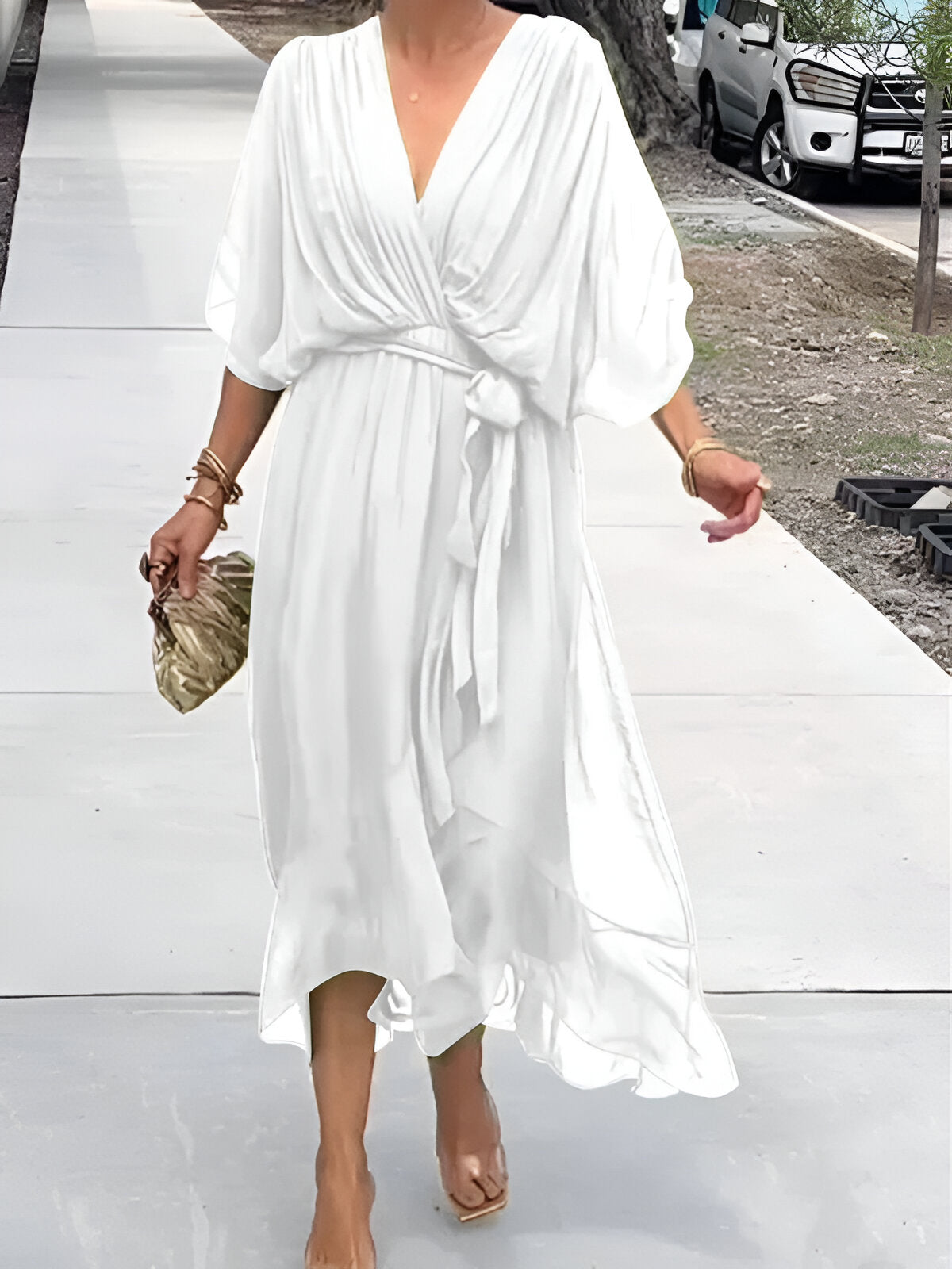 Claire | Midi-Kleid mit Taillengürtel