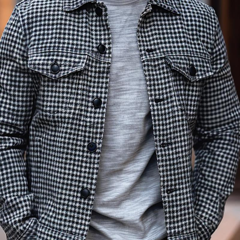 Klassisch karierte Knopfjacke für Herren