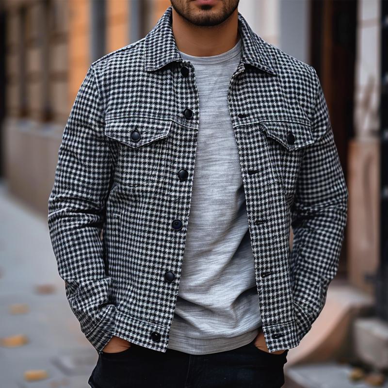 Klassisch karierte Knopfjacke für Herren