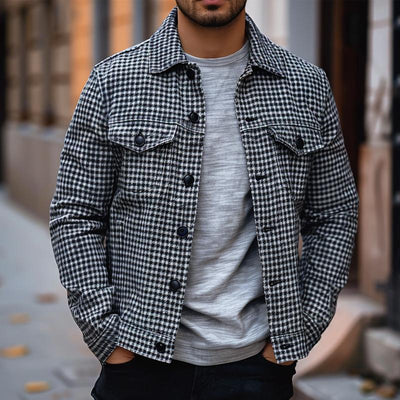 Klassisch karierte Knopfjacke für Herren