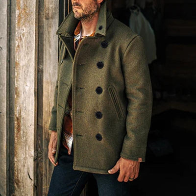 Herren Zweireiher-Mantel mit Seitentaschen