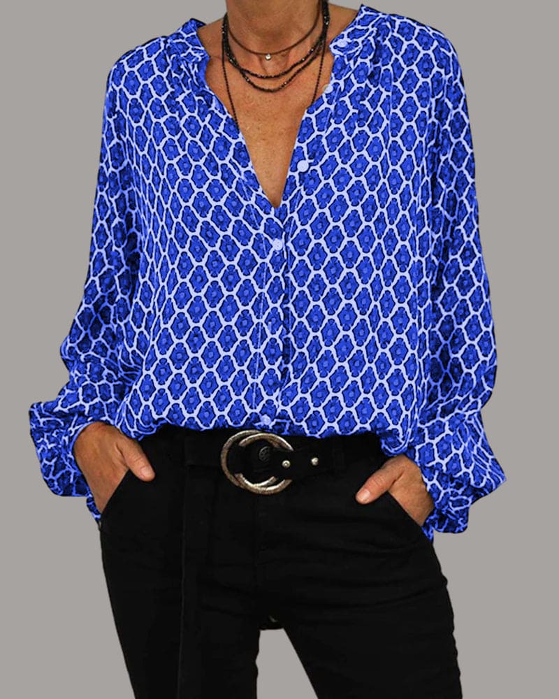 Lena - stylische bluse mit v-ausschnitt und langen armeln