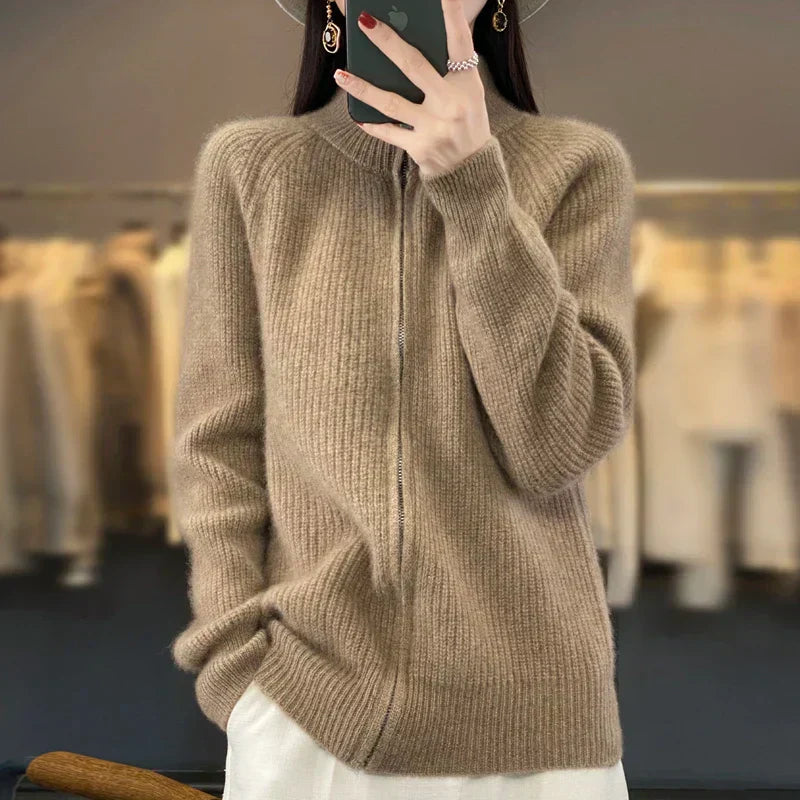 Lässige Strickjacke mit Reißverschluss für Frauen-Yasmina