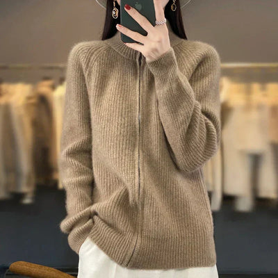 Lässige Strickjacke mit Reißverschluss für Frauen-Yasmina