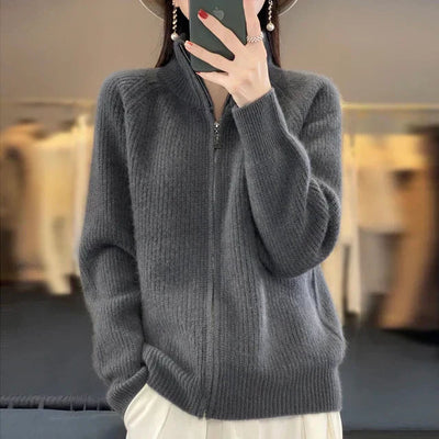 Lässige Strickjacke mit Reißverschluss für Frauen-Yasmina
