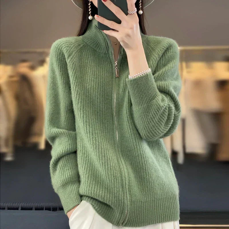 Lässige Strickjacke mit Reißverschluss für Frauen-Yasmina