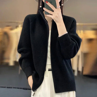 Lässige Strickjacke mit Reißverschluss für Frauen-Yasmina