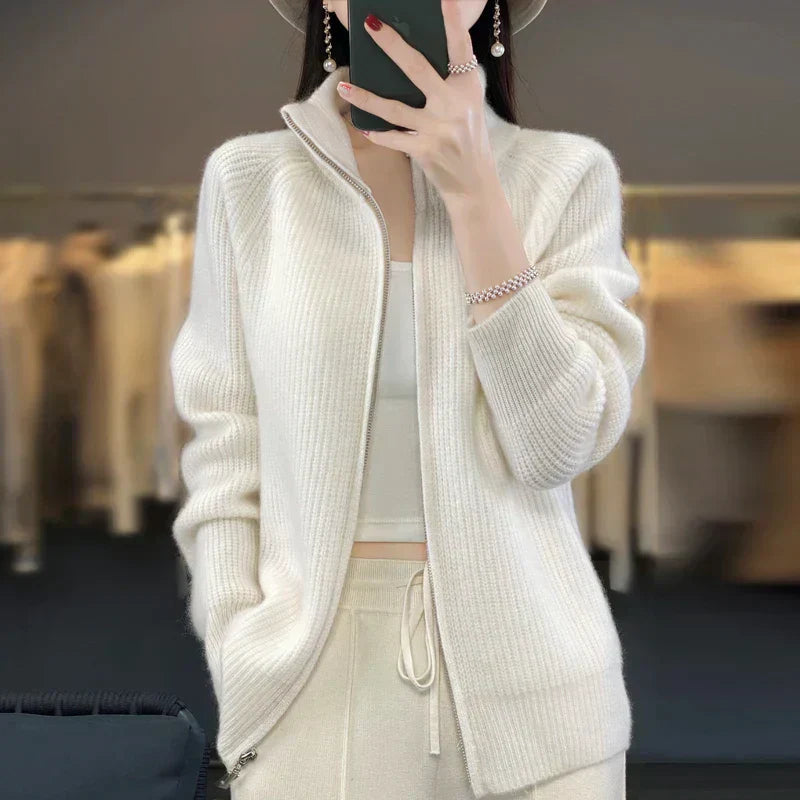 Lässige Strickjacke mit Reißverschluss für Frauen-Yasmina
