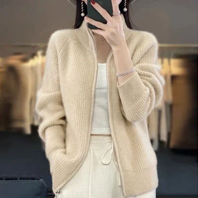 Lässige Strickjacke mit Reißverschluss für Frauen - Teona