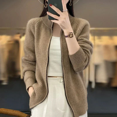 Lässige Strickjacke mit Reißverschluss für Frauen - Teona