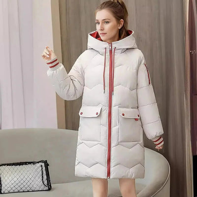 Lange warme Winterjacke mit Kapuze - Heike