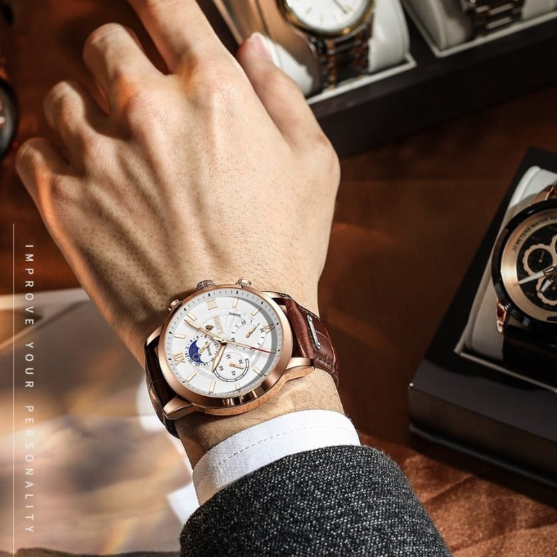 Klassische Lederarmbanduhr