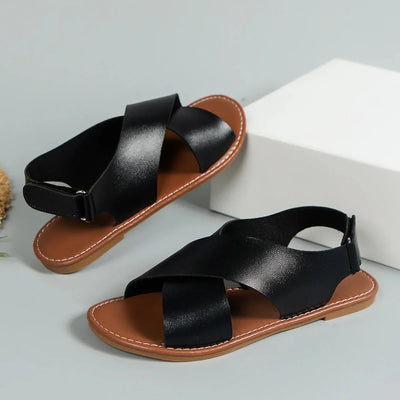 Thealyn – Minimalistische flache Ledersandalen