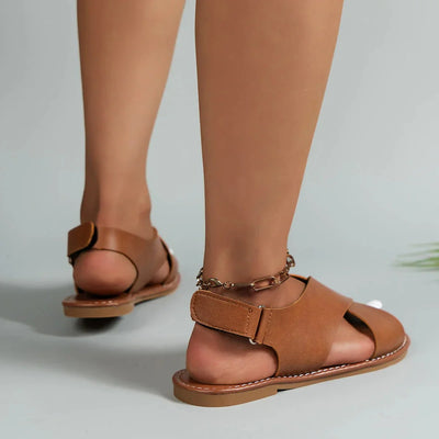 Thealyn – Minimalistische flache Ledersandalen