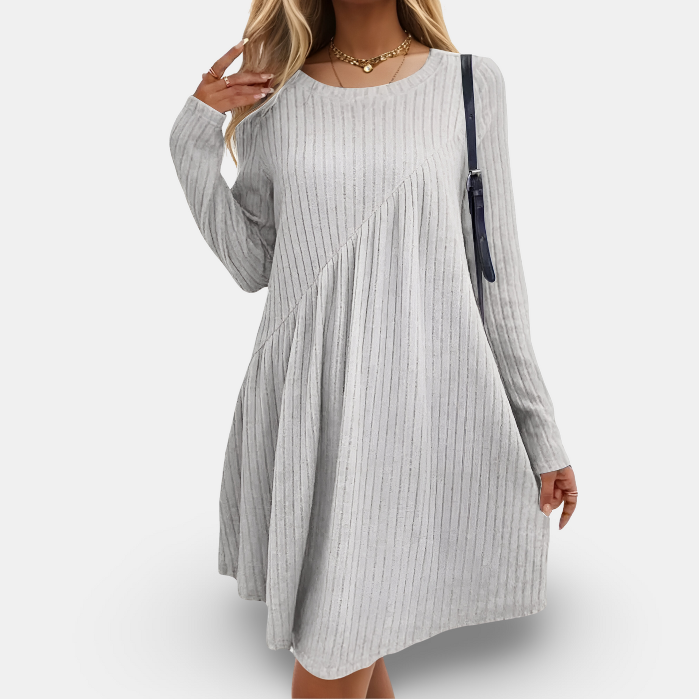 LINA™ | Gestreiftes, weiches Strickkleid