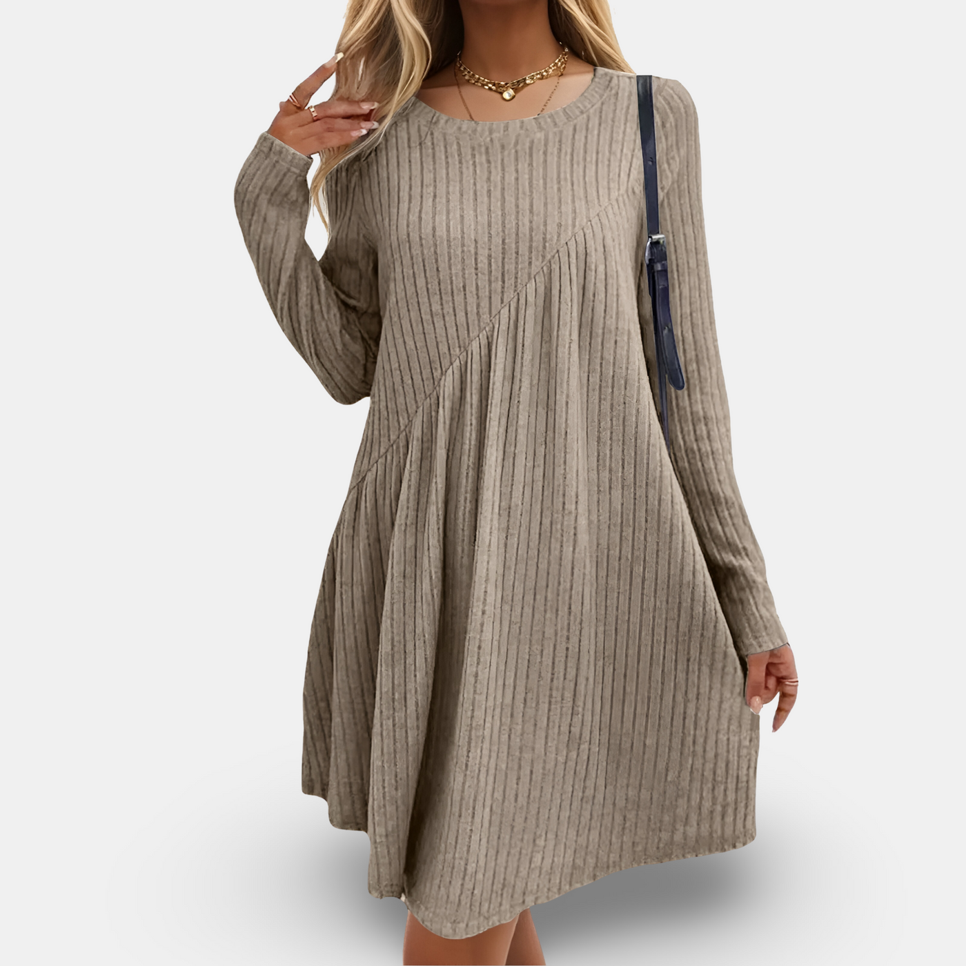 LINA™ | Gestreiftes, weiches Strickkleid