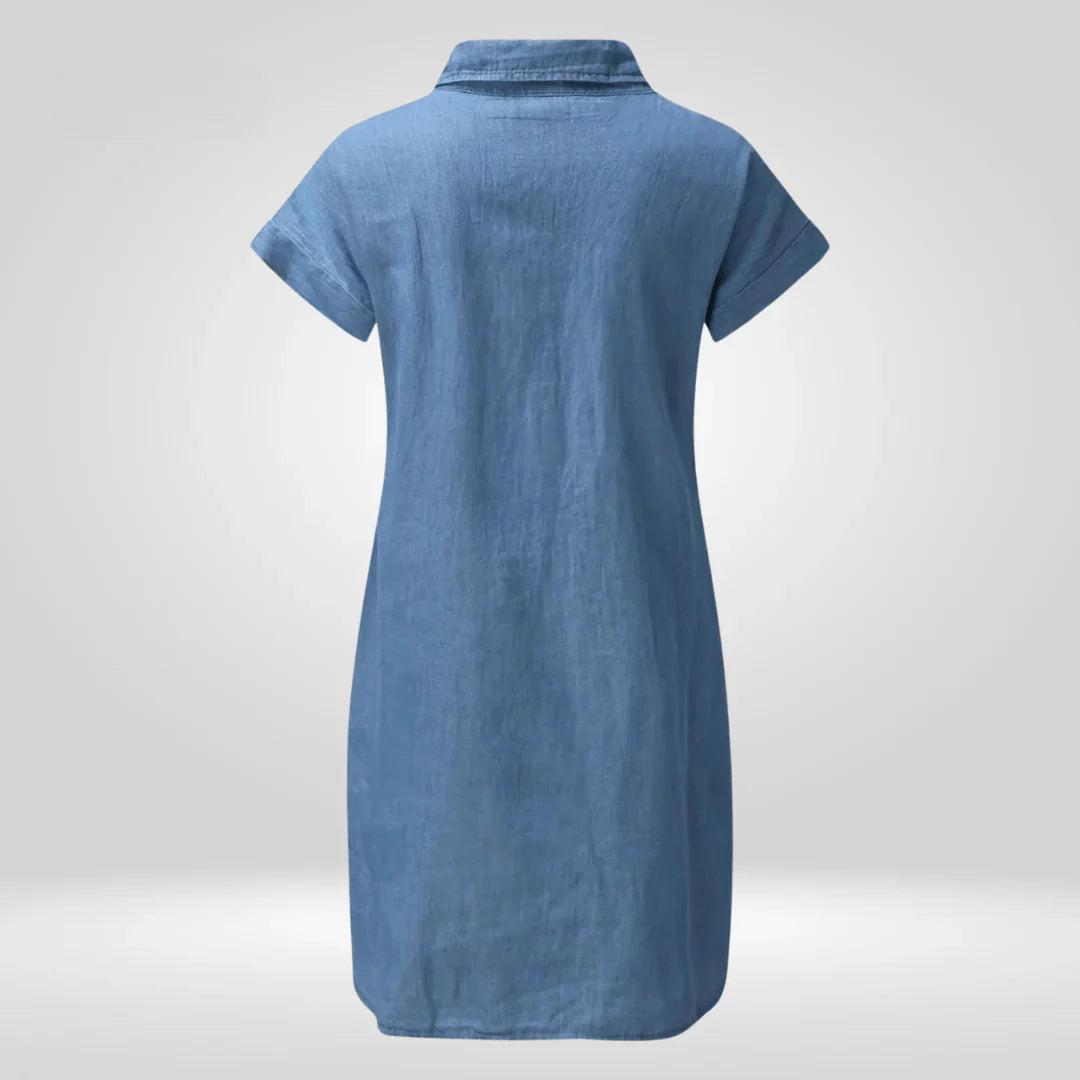 Abiella – Lässiges Jeanshemdkleid mit Knopfleiste