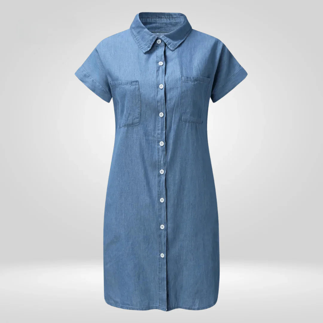Abiella – Lässiges Jeanshemdkleid mit Knopfleiste