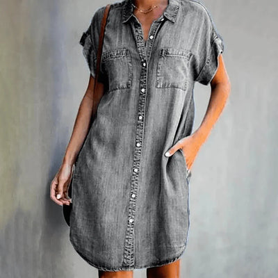 Abiella – Lässiges Jeanshemdkleid mit Knopfleiste