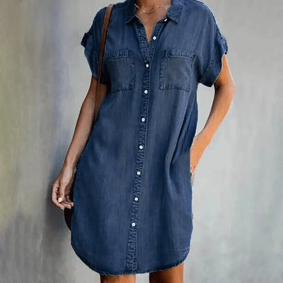Abiella – Lässiges Jeanshemdkleid mit Knopfleiste
