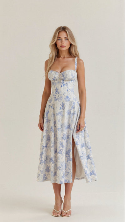 KIANA™ | Blumenkleid mit Corsagenoberteil und Schlitz