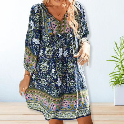 Achita – Fließendes Minikleid mit Boho-Blumenprint