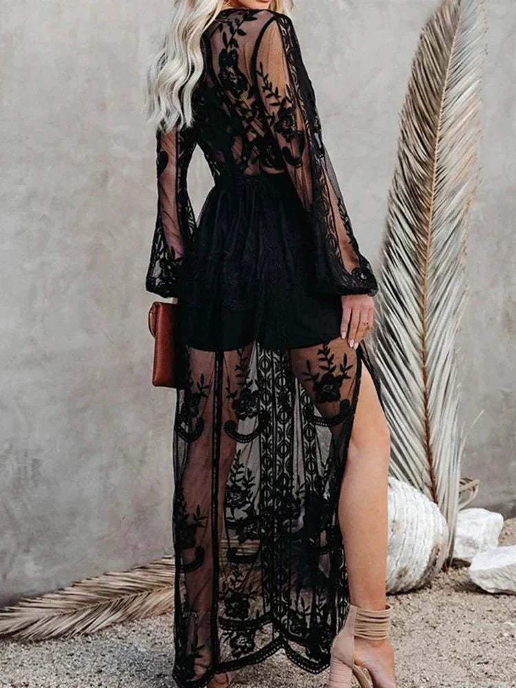 Keesha – Boho-Maxikleid mit Stickerei und Futter