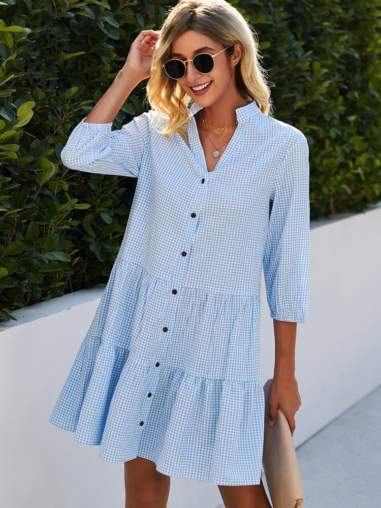 Mishal – Lässiges Minikleid mit Gingham-Muster und Knopfleiste