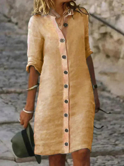 Arianda – Lässiges Leinenhemdkleid mit Knopfleiste