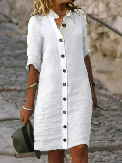 Arianda – Lässiges Leinenhemdkleid mit Knopfleiste