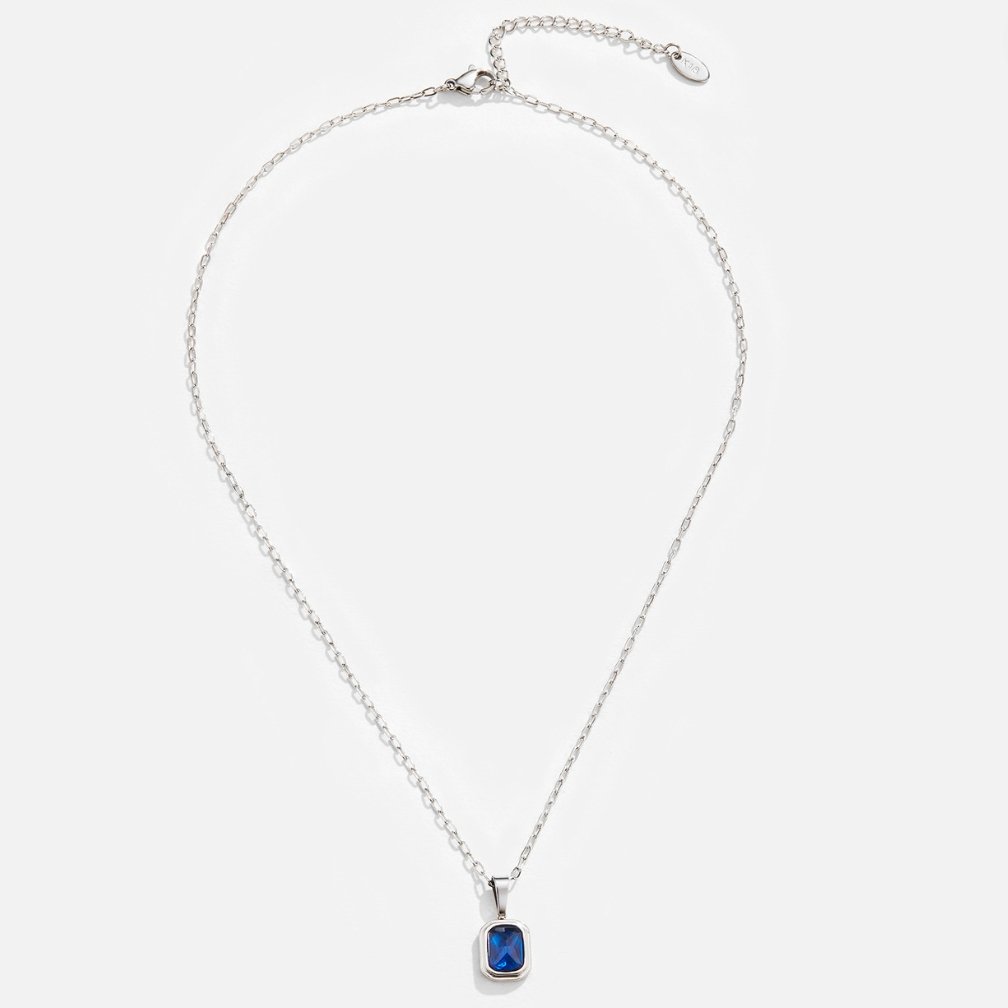 Ocean Blue – Silberne Halskette mit Anhänger in Ozeanblau