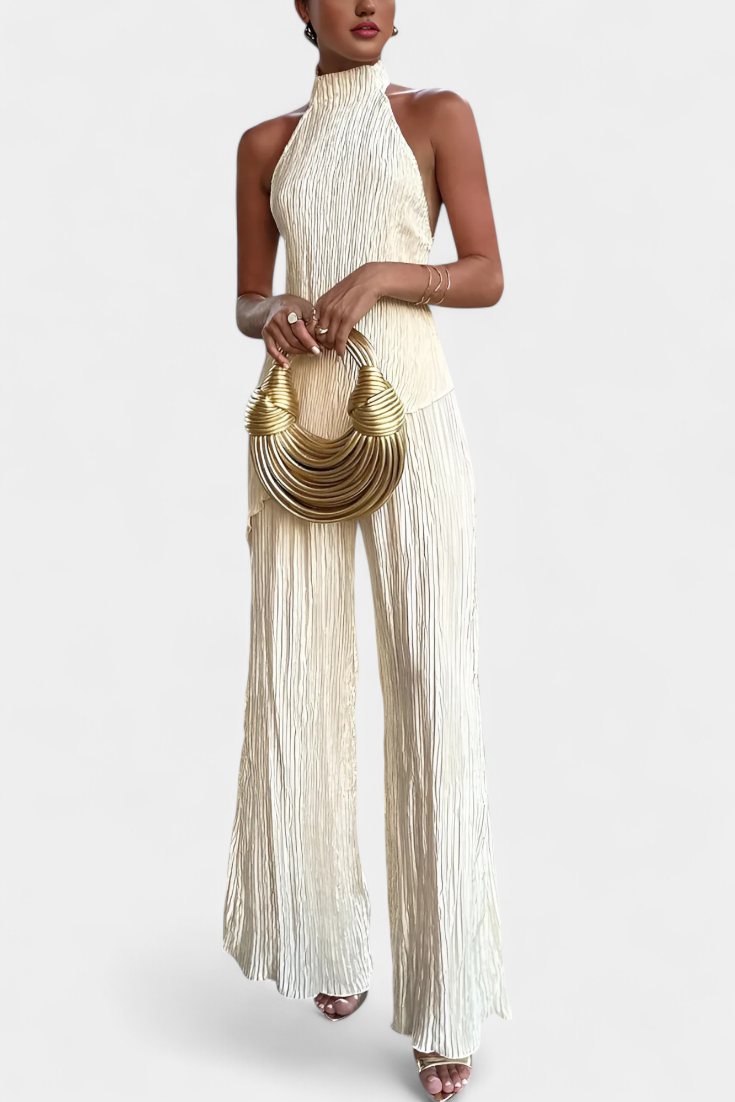 Lucindra – Asymmetrisches Plissee Oberteil Und Hose