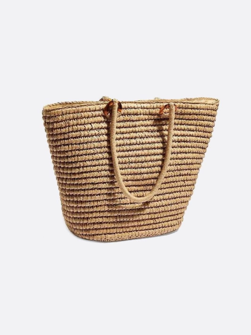 Alma | Klassische große Strohtasche für Damen mit Schulterriemen – Handgewebte Tote Bag