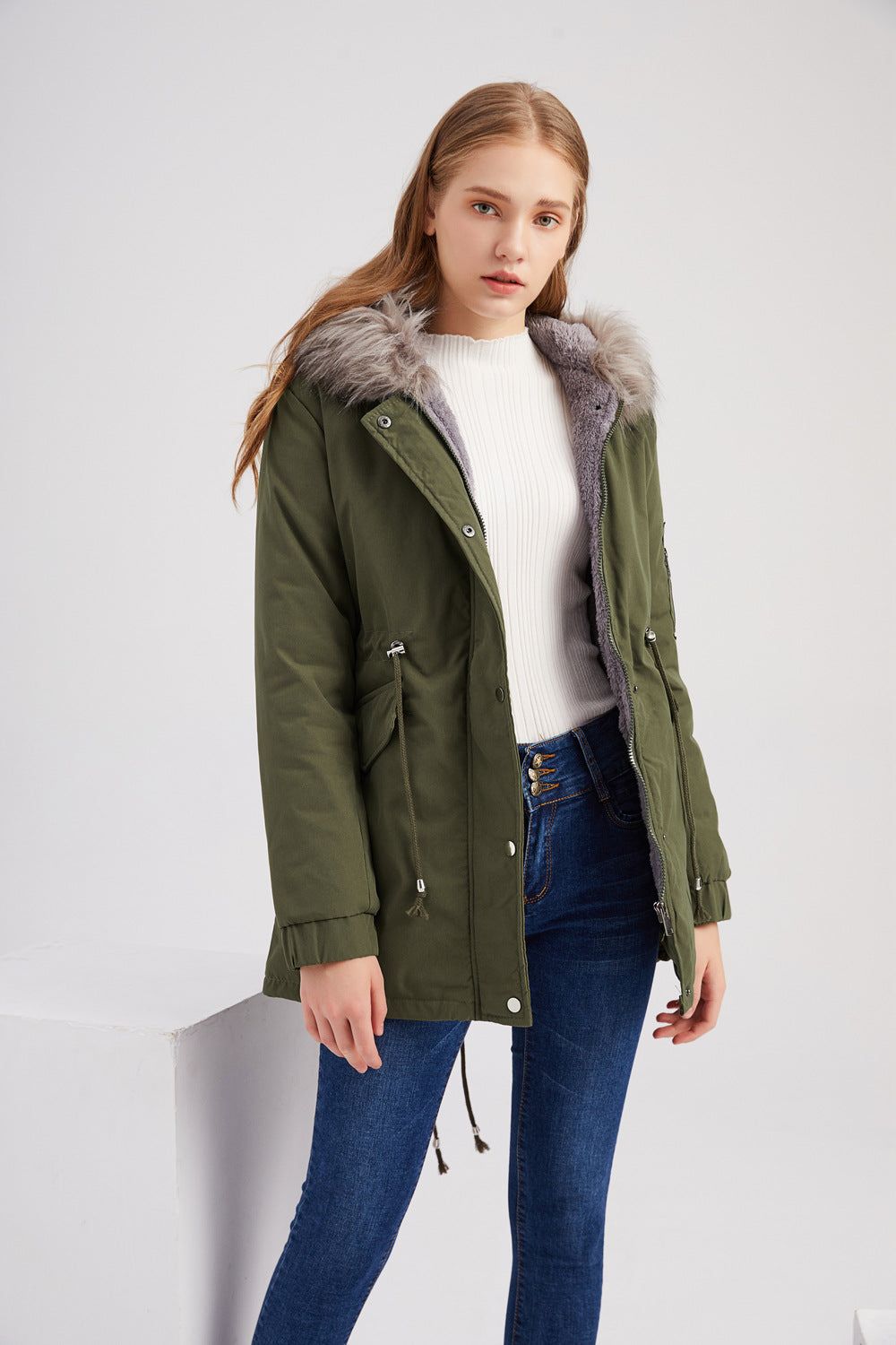 Parka-Jacke mit Kunstfell-Kapuze für Damen - Millicent