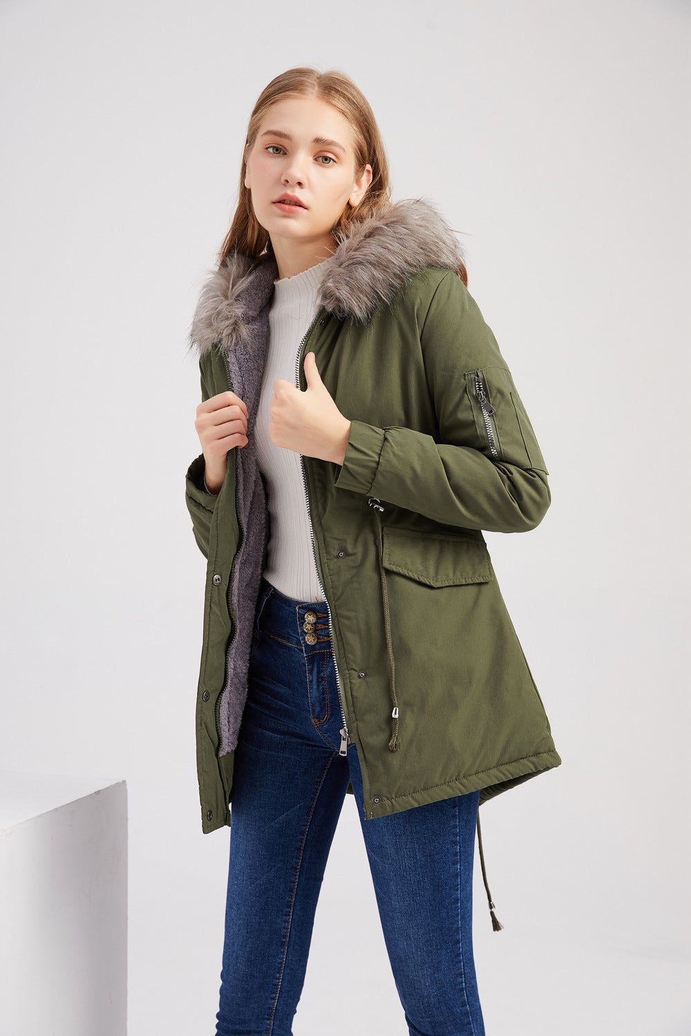 Parka-Jacke mit Kunstfell-Kapuze für Damen - Millicent
