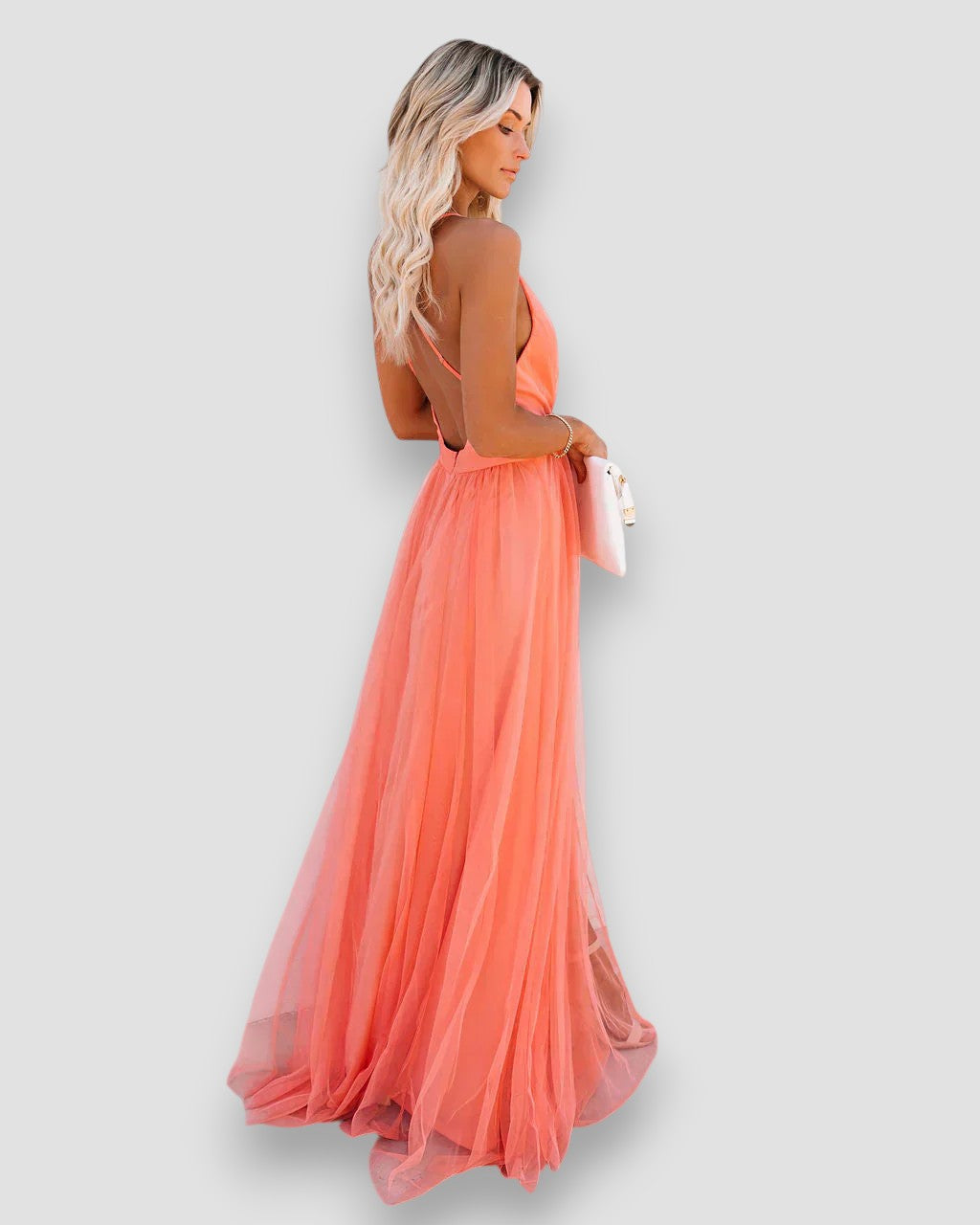 Savannah | Chiffon Maxikleid mit Tiefem Ausschnitt