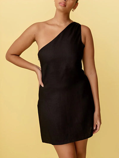 Geneva – One-Shoulder-Minikleid aus Leinen