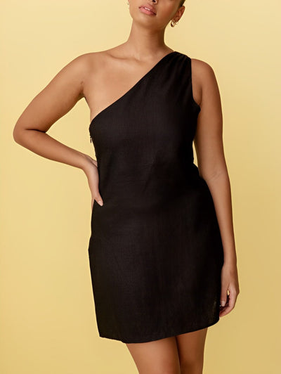 Damen-Minikleid - One-Shoulder - Sommer-Design