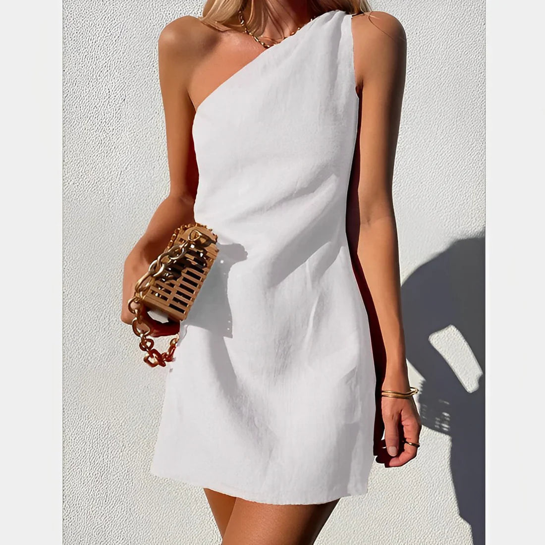 Geneva – One-Shoulder-Minikleid aus Leinen