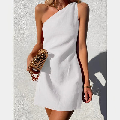 Geneva – One-Shoulder-Minikleid aus Leinen